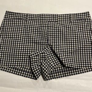 Theory Womens Checkers Black White Bennie Casual Shorts size 2